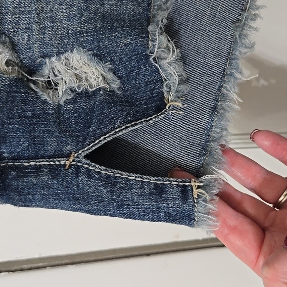 Wallflower Indigo Distressed Denim Shorts Junior 11 - Picture 3 of 6